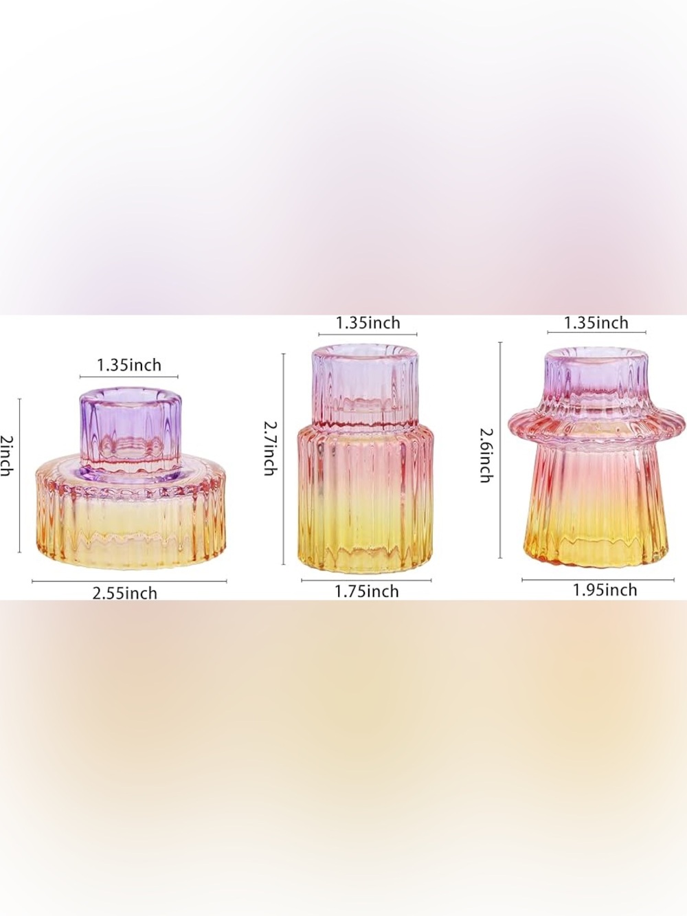 6pc Sunset Glass Candle Holders Set - Picture 2 of 10